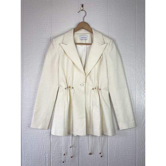 SIGNIFICANT OTHER Magnolia White Linen Blazer SMALL - Picture 5 of 10